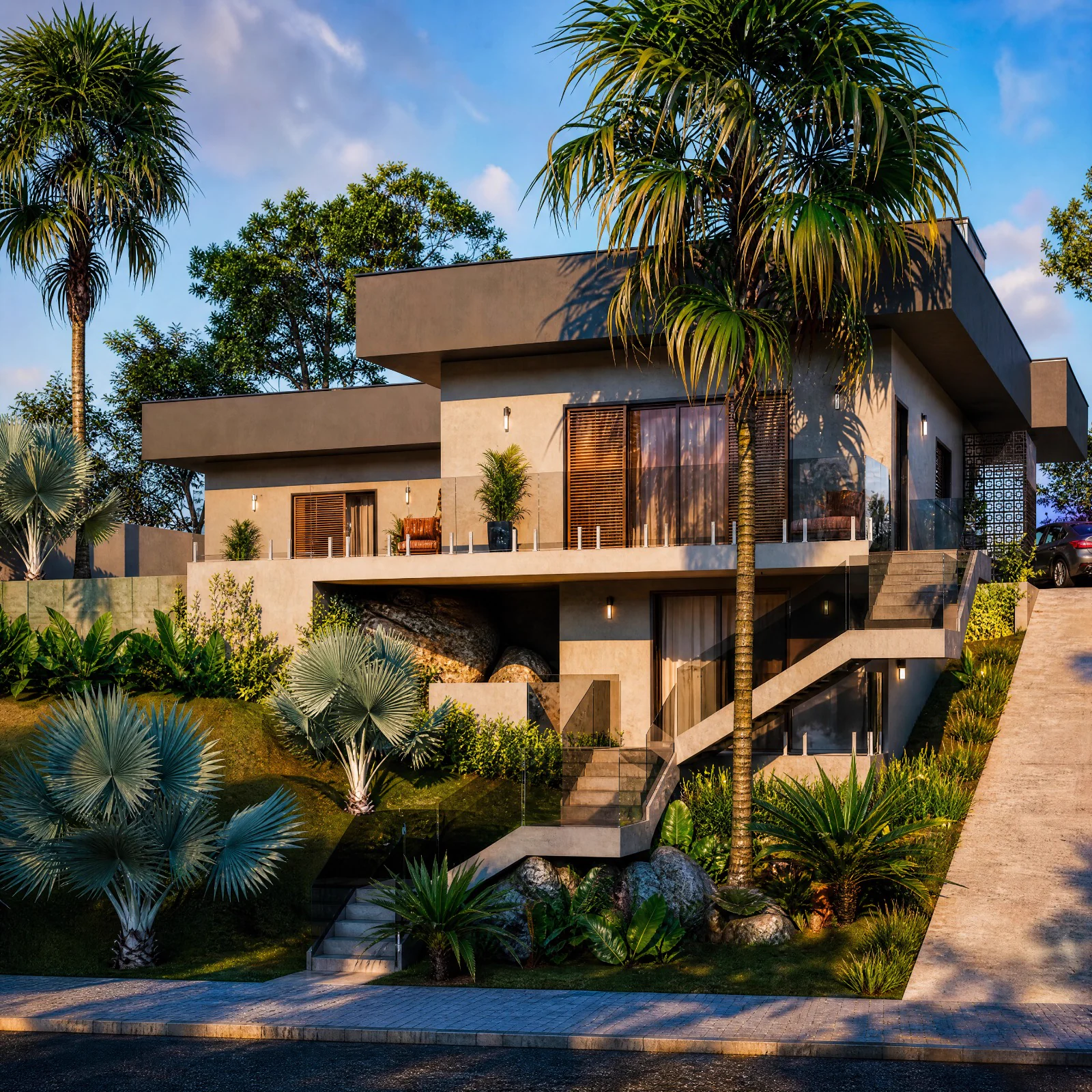 Residência Origem — fachada e integração com o terreno